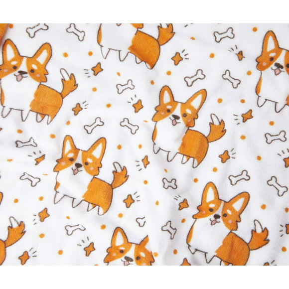 Corgi Dog Emotional Head with Bone in Mouth Decorative Extra Soft and Comfortable Warm Cozy Flannel Throw Blankets for Kid's Adults Gift 